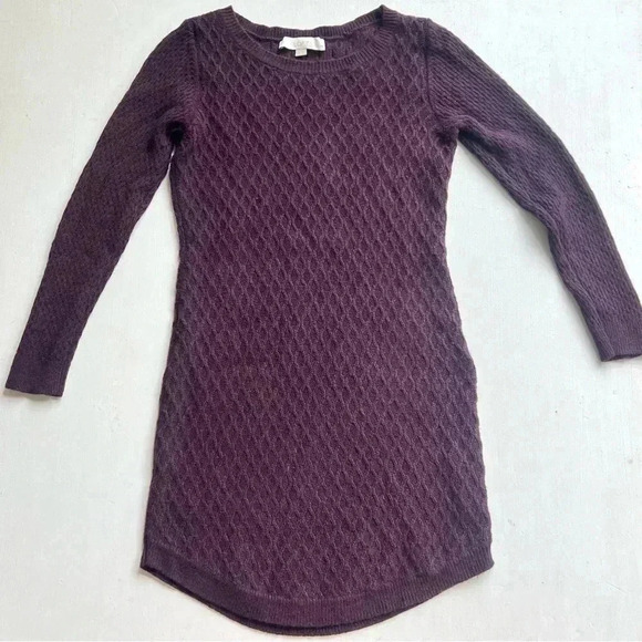 LOFT Dresses & Skirts - Loft Wool Blend Long Sleeve Purple Sweater Dress